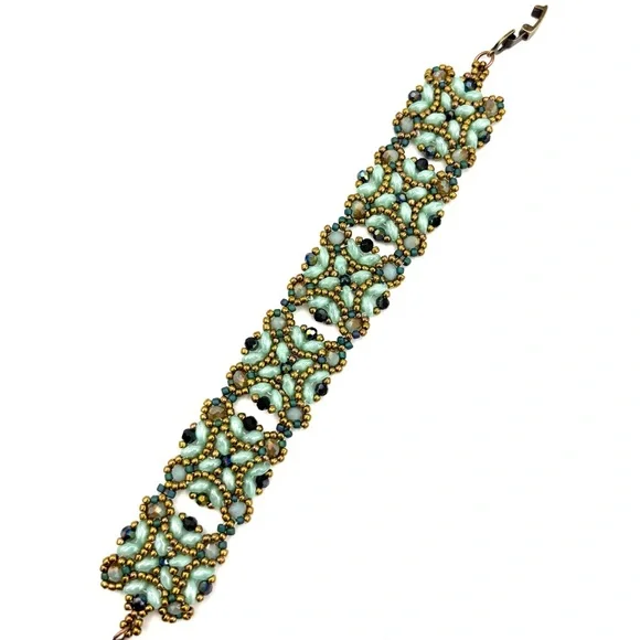 Hand Crafted Victorian Bracelet Aqua and Bronze - Picture 3 of 10